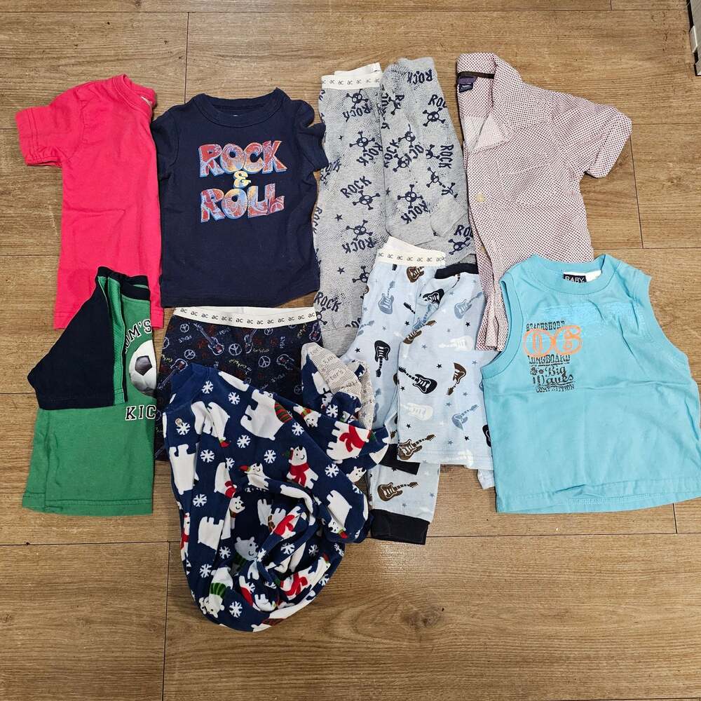 Toddler Boys 18M Clothing Lot Rock & Roll Pajamas Shirts Pants Playwear